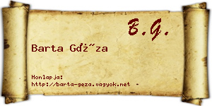 Barta Géza névjegykártya